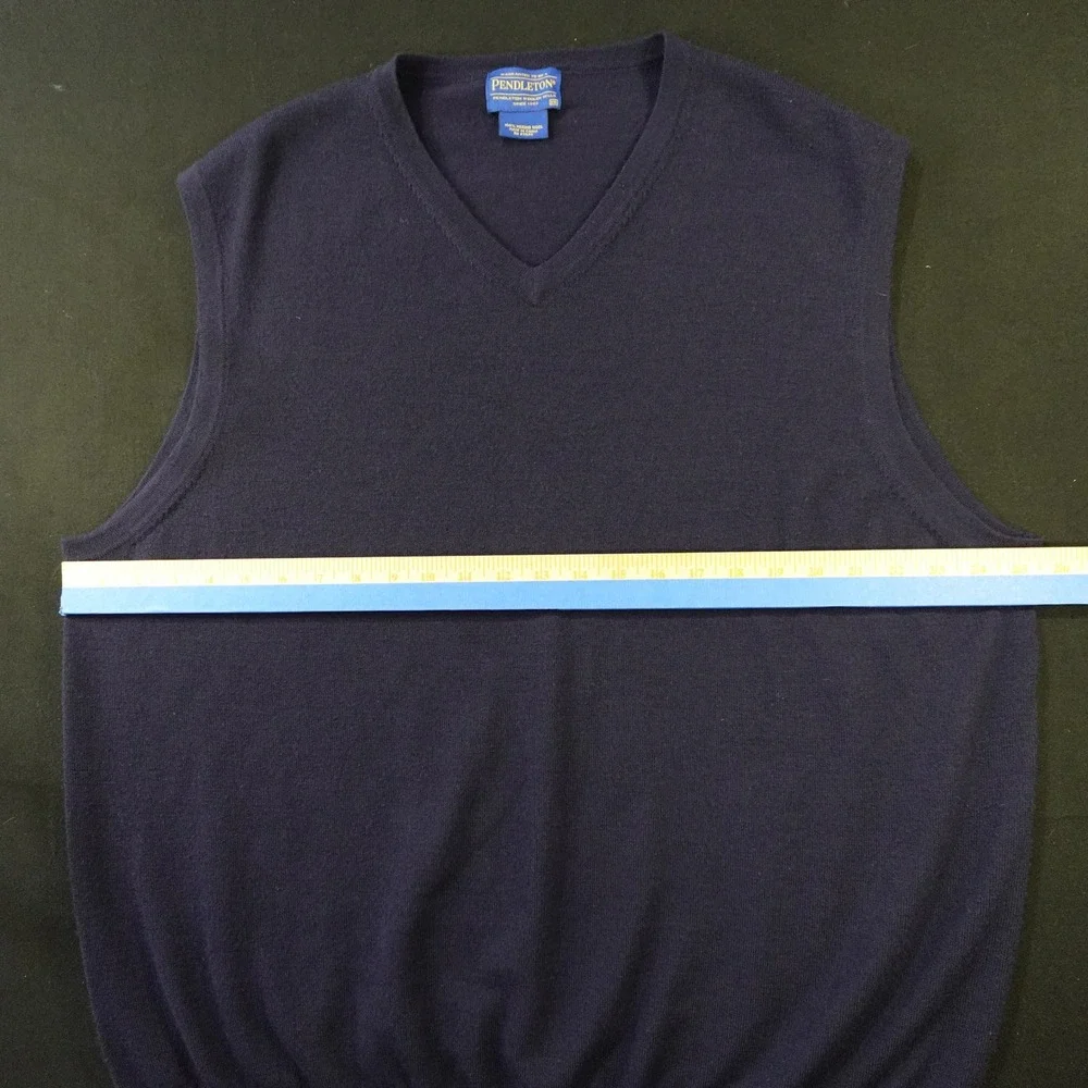 Pendleton 100% Merino Wool Sweater Vest Men's XXL Navy Blue V Neck Classic